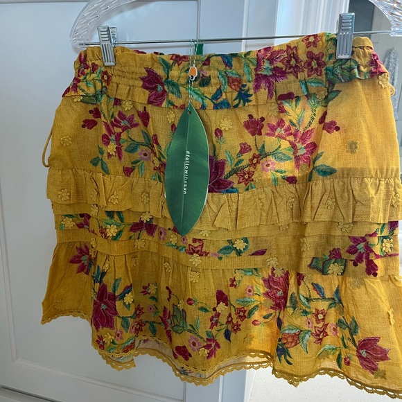 FARM RIO FLOWER DREAM YELLOW FLORAL MINI SKIRT $160 New with Tag! - Picture 6 of 12